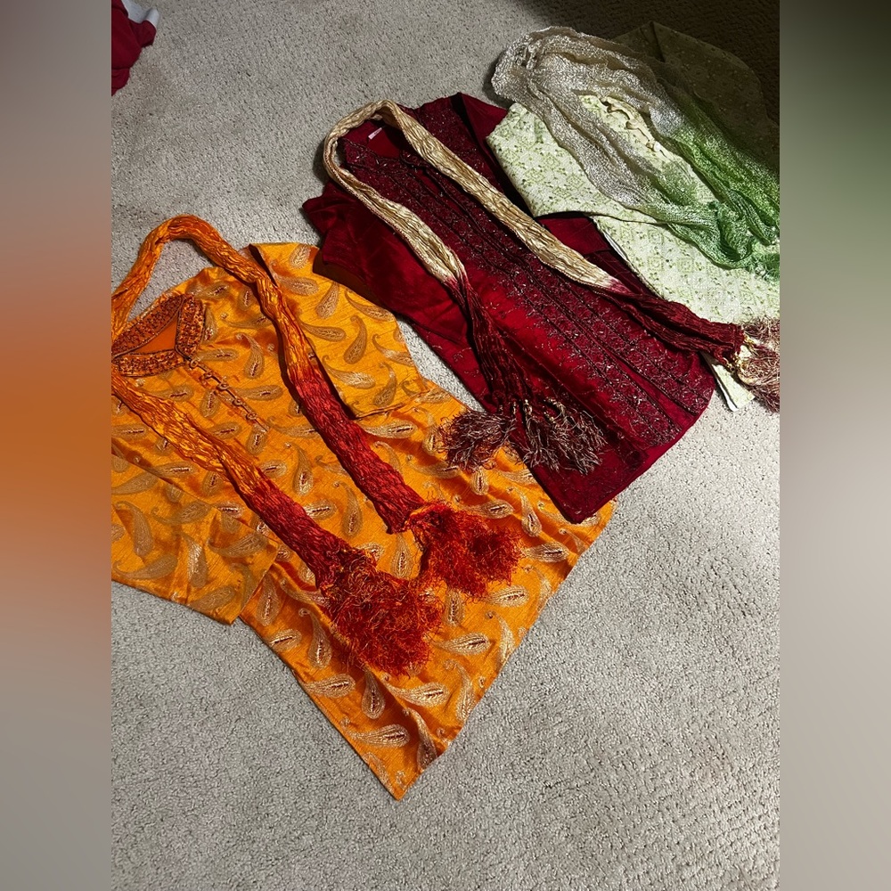 Colorful Traditional Outfits with Scarves Indian bunjabi boys kurta dress